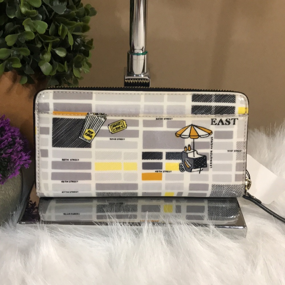 Kate Spade City Map Wallet in White and Yellow - Picture 3 of 12